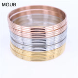 Stainless Steel Bangles Set - Three Lines Design - 7 Pieces