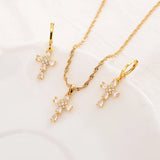 Zirconia Cross Crystal Pendant Set for Women Girls