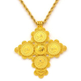 Ethiopian Coin Cross Pendant Necklace for Women