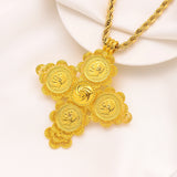 Ethiopian Coin Cross Pendant Necklace for Women