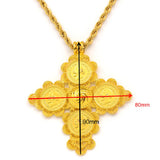 Ethiopian Coin Cross Pendant Necklace for Women