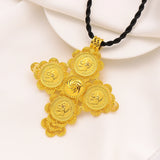 Ethiopian Coin Cross Pendant Necklace for Women