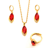 Purple Zircon Pendant Necklace Earrings Set