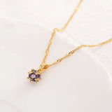 Irregular Purple Zircon Pendant Necklace Earrings Set