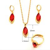 Purple Zircon Pendant Necklace Earrings Set