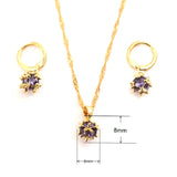 Irregular Purple Zircon Pendant Necklace Earrings Set