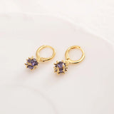 Irregular Purple Zircon Pendant Necklace Earrings Set