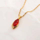 Purple Zircon Pendant Necklace Earrings Set