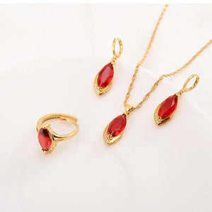 Purple Zircon Pendant Necklace Earrings Set