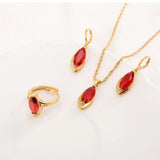 Purple Zircon Pendant Necklace Earrings Set