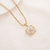 Bangrui Plated Flower Pendant Necklace CZ Wedding Jewelry