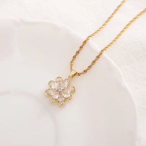 Bangrui Plated Flower Pendant Necklace CZ Wedding Jewelry