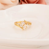CZ Paved Engagement Ring Set Crystal Wedding Jewelry