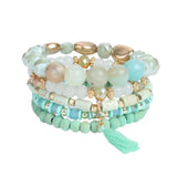 Bohemia Glass Stone Beads Bracelet Set for Women 5PC/Set