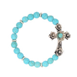 Religious Vintage Stone Bracelet Ethnic Cross Charm Beads Pulseras