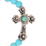 Religious Vintage Stone Bracelet Ethnic Cross Charm Beads Pulseras
