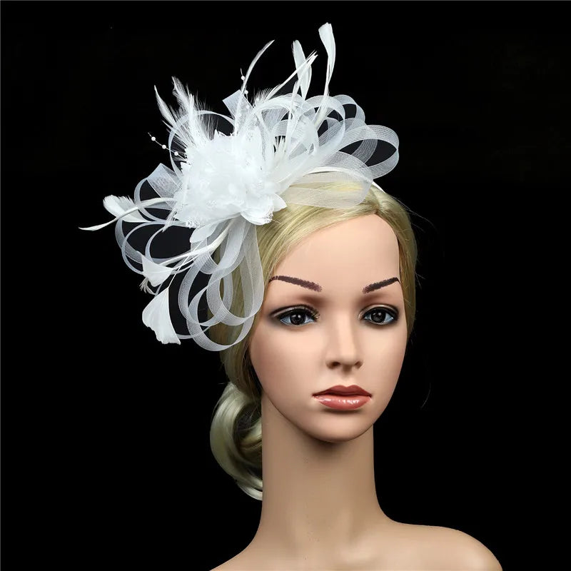 Bridal Feather Hair Pins Wedding Headband Fascinator Accessory