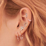 BaoFu 925 Silver Earrings Crown Bowknot Love Clover Jewelry