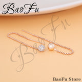 BaoFu 925 Silver Rose Ear Studs & Pendant Earrings