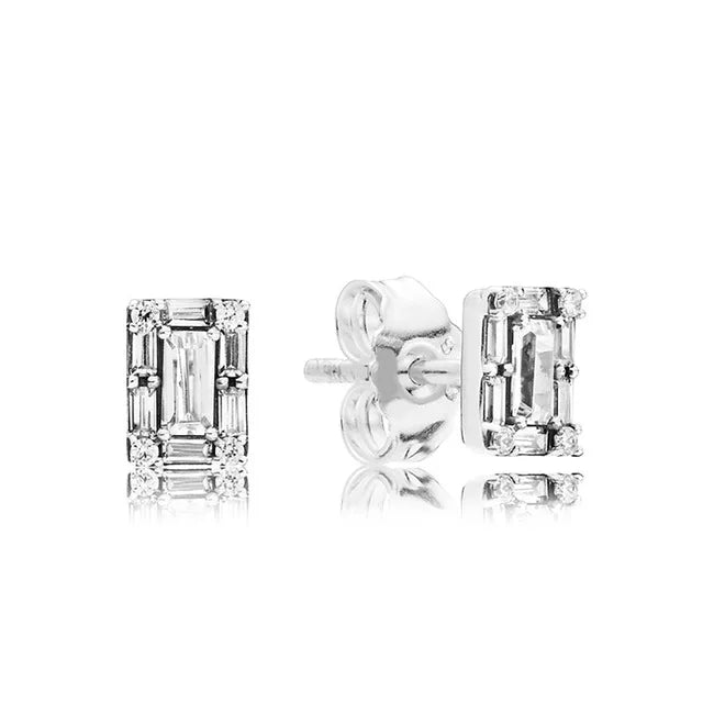 925 Silver Ice Crystal Ear Studs Women Gift Jewelry
