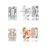925 Silver Ice Crystal Ear Studs Women Gift Jewelry