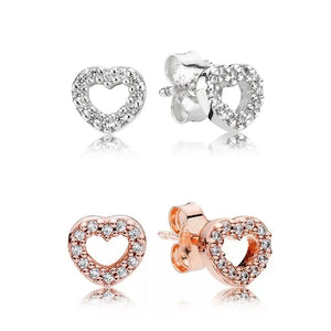 BaoFuNew 925 Silver Love Hollow Earrings Women Gift Jewelry