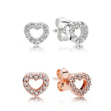 BaoFuNew 925 Silver Love Hollow Earrings Women Gift Jewelry