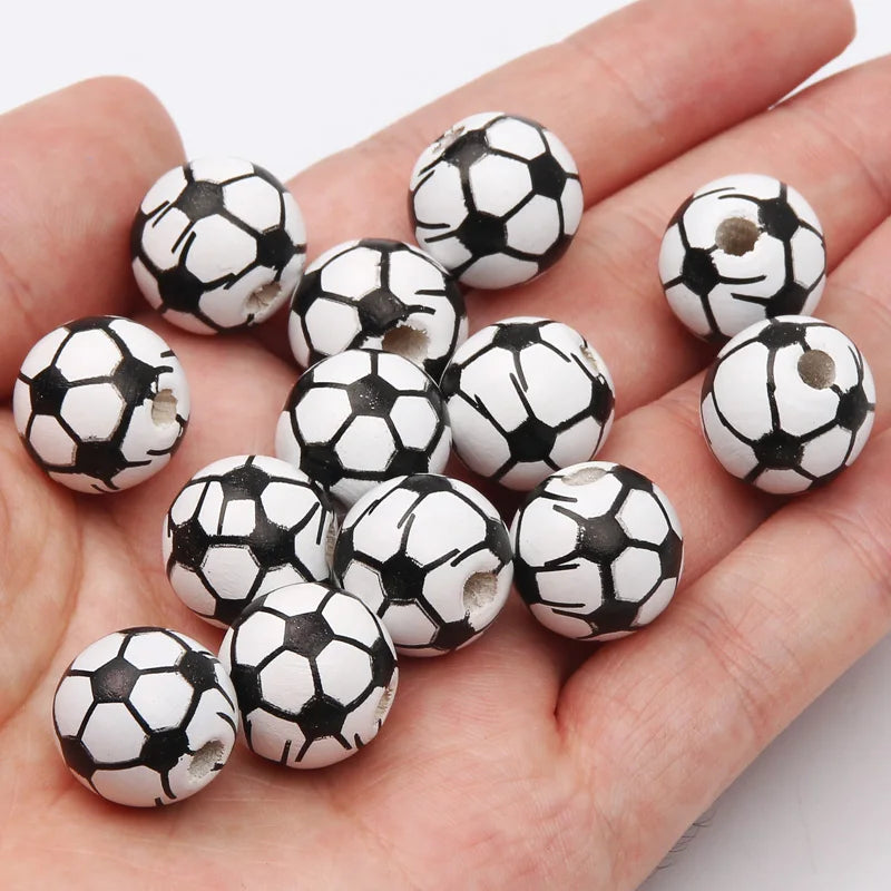 16mm Wooden Tennis Flag Beads Spacer Jewelry Making DIY Necklace Accessorie