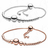 Baofu 925 Silver Bracelet Round Beads Adjustable DIY Jewelry