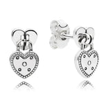 Baofu 925 Sterling Silver Love Heart-shaped Lock Earrings