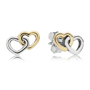Baofu 925 Sterling Silver Ear Studs Love Interwoven Two-color Earrings