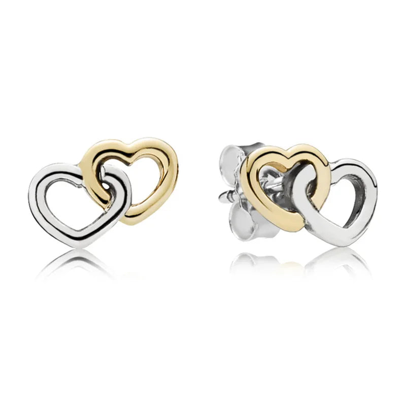 Baofu 925 Sterling Silver Ear Studs Love Interwoven Two-color Earrings