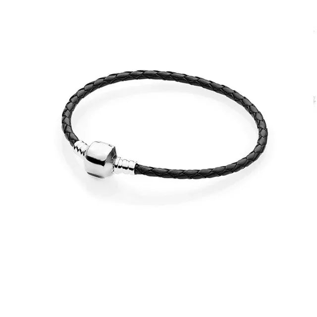 Baofu 925 Sterling Silver Leather Signature Bracelet