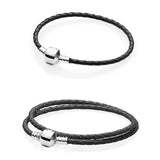 Baofu 925 Sterling Silver Leather Signature Bracelet