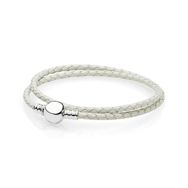 Baofu 925 Sterling Silver Bracelet with Leather and Signature