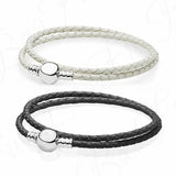 Baofu 925 Sterling Silver Bracelet with Leather and Signature