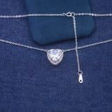 925 Sterling Silver Zircon Heart Pendant Necklace Women Wedding Party