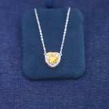 925 Sterling Silver Zircon Heart Pendant Necklace Women Wedding Party