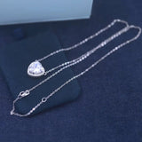 925 Sterling Silver Zircon Heart Pendant Necklace Women Wedding Party