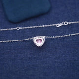925 Sterling Silver Zircon Heart Pendant Necklace Women Wedding Party