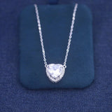 925 Sterling Silver Zircon Heart Pendant Necklace Women Wedding Party
