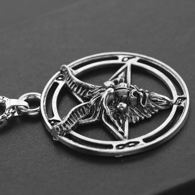 Inverted Pentagram Pendant Necklace Baphomet Satanic Occult Punk