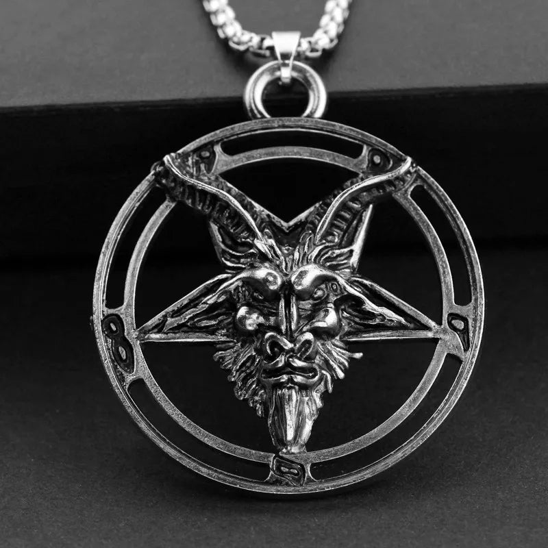Inverted Pentagram Pendant Necklace Baphomet Satanic Occult Punk