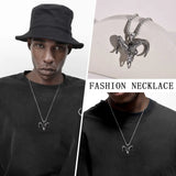 Baphomet Satanic Goat Head Skull Pendant Stainless Steel Necklace
