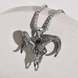 Baphomet Satanic Goat Head Skull Pendant Stainless Steel Necklace