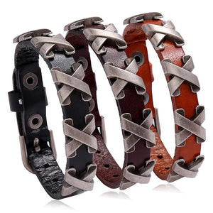 Retro Leather Bracelet for Men, Adjustable Bar Street Dance Jewelry