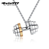 Barbell Necklace Stainless Steel Fitness Sports Man Jewelry