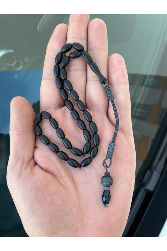 Blackened Kuka Tasbih Silver Tassel Rosary Muslim Prayer Beads