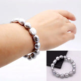 Grey Pearl Beaded Bracelet Stretch Bracelet Girl Gift Women's Bracelet
