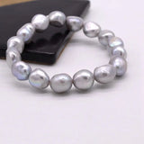 Grey Pearl Beaded Bracelet Stretch Bracelet Girl Gift Women's Bracelet